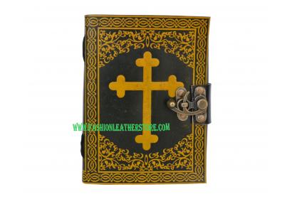 Celtic Cross Leather Journal Note Book Blank Book Yellow With Black Shadow Dairy